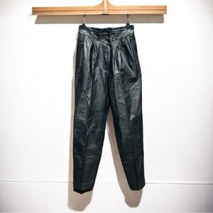 🌻VINTAGE 80s West Bay Sport Leather Black High Waist Tapered Pants | 26" XS
